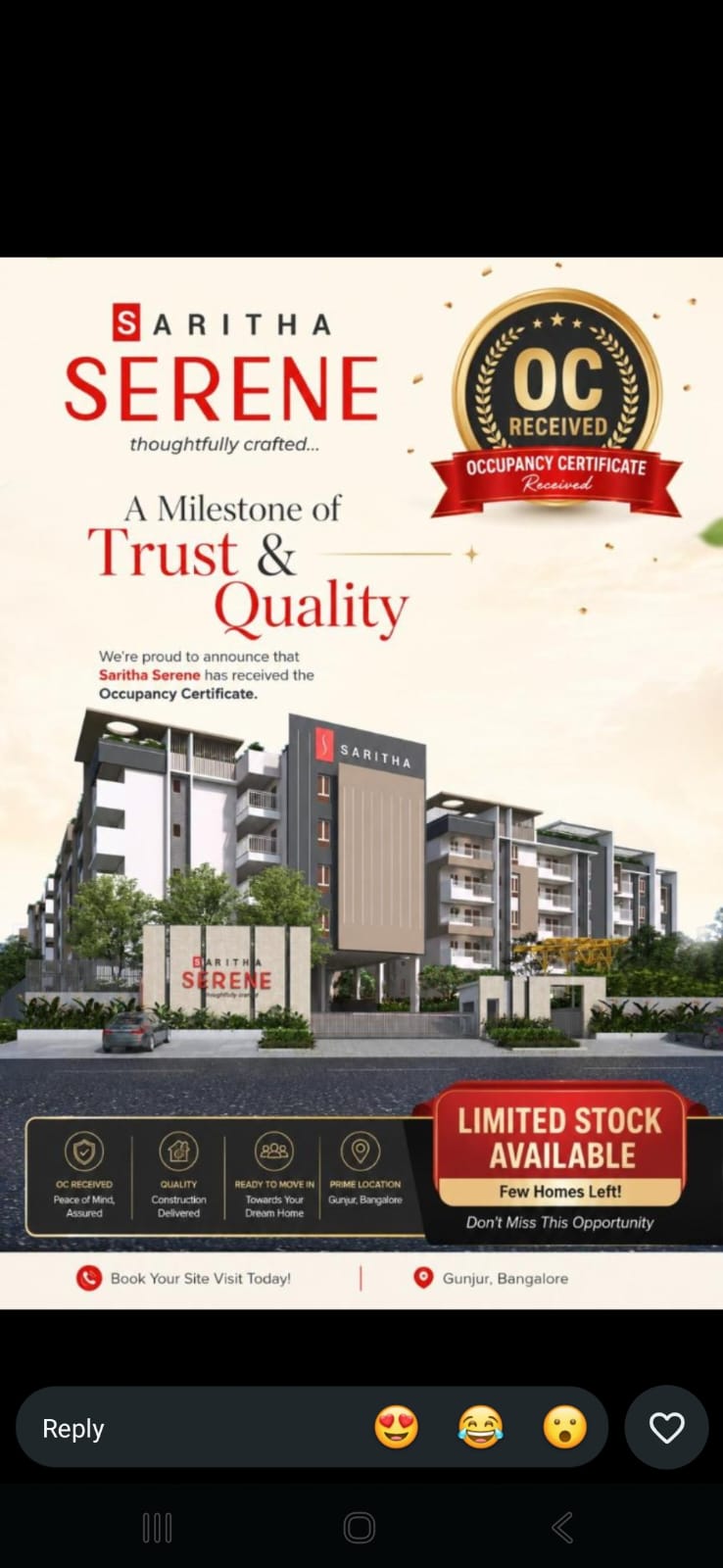 2BHK Flat For Sale Saritha Serene, Varthur Road